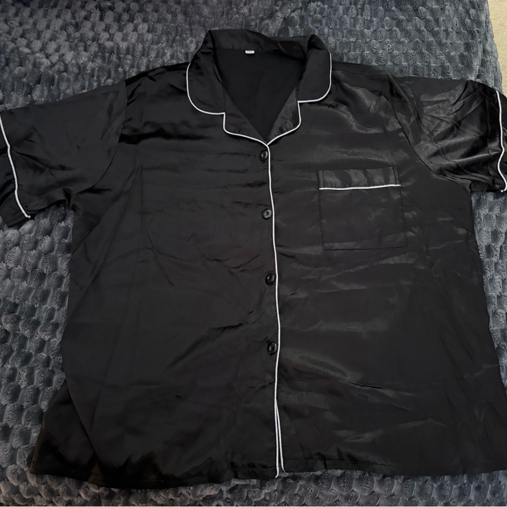 Black Satin Pajama Set